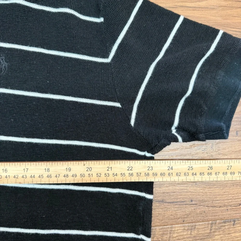 Polo Ralph Lauren Men Large Polo Shirt Striped Tight Waffle Knit Golf Preppy 90s